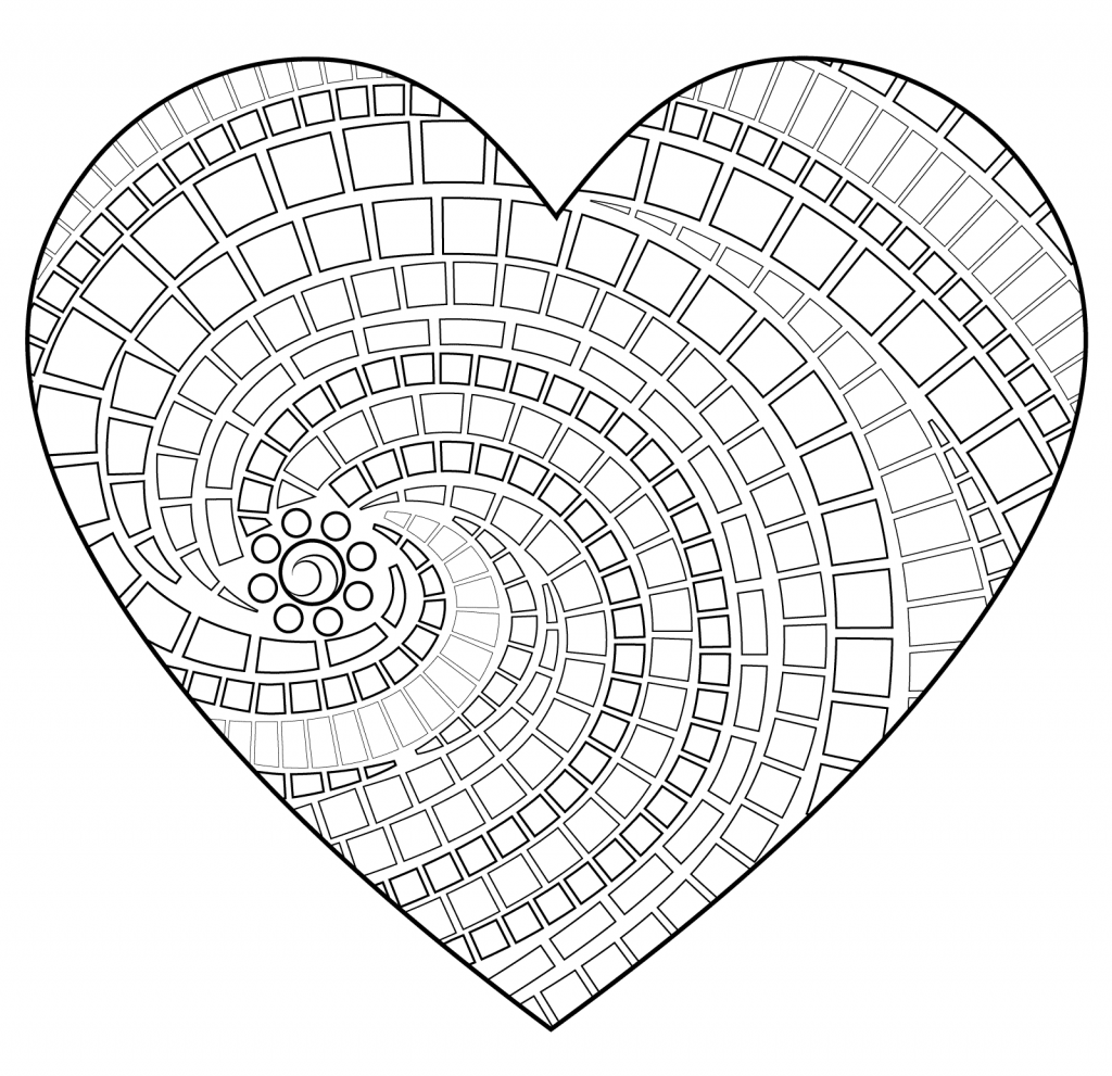 Geometric Heart Shape Coloring Pages for Adults