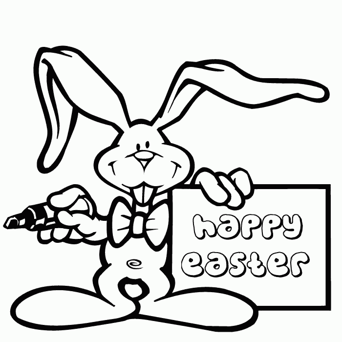 Happy Easter Coloring Page Bunny